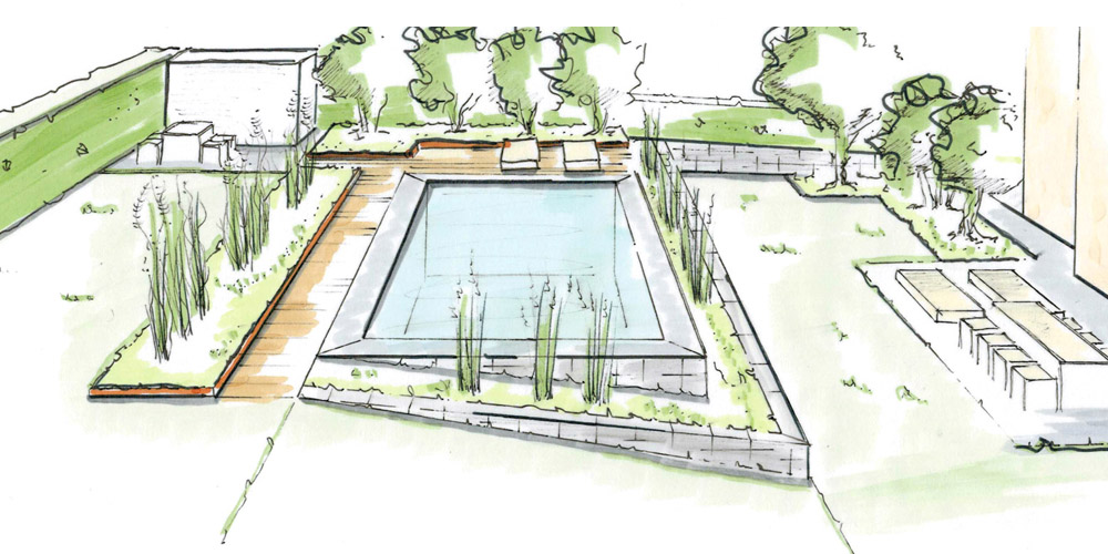Planzeichnung eines Swimming-Pools